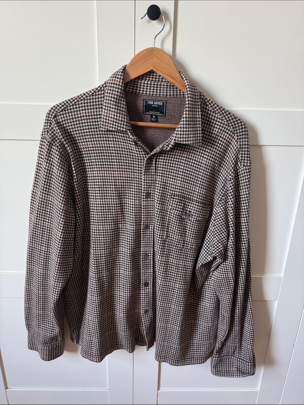 Todd Snyder Brown Houndstooth Button-Down Shirt